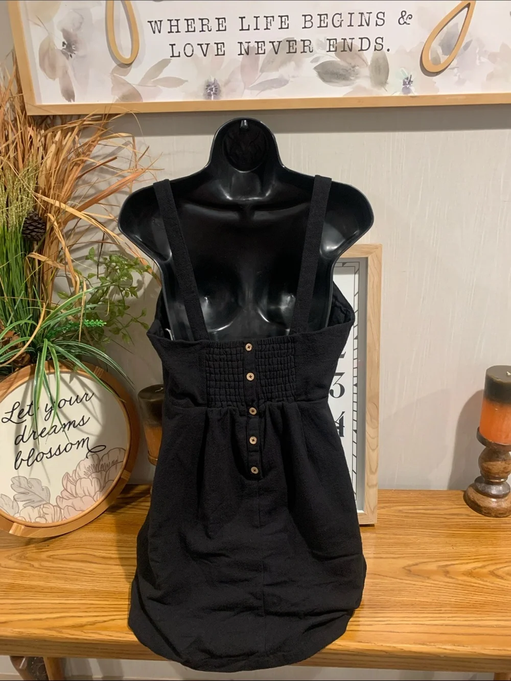 Free People Black Button-Back Backless Mini Sundress - Picture 8 of 16